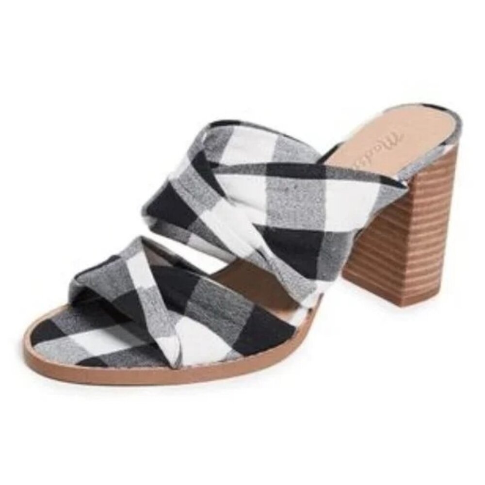 🆕MADEWELL Alexandria Gingham Check Sandal Shoes 8.5 Black & White - Picture 5 of 9